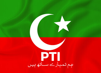 red and green waving flag of Pakistani political party Tehreek e Insaf PTI support banner design