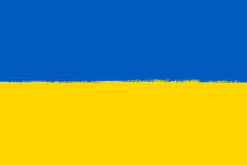 Flag of Ukraine. Brush strokes painted national symbol background illustration