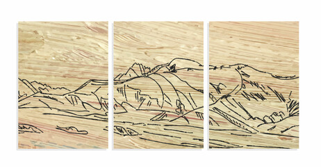 mountain landscape, vector illustration background set