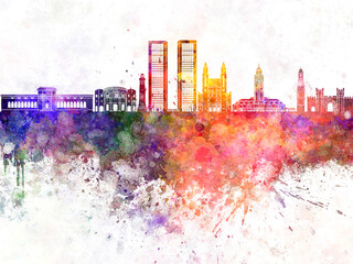 Casablanca skyline in watercolor background