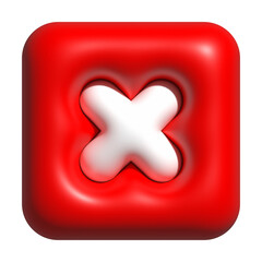 Obraz premium 3D wrong icon red, refuse buttons, not and no for media social emoji