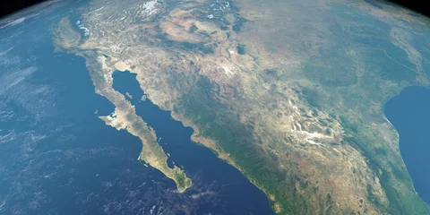 Foto op Canvas Baja California peninsula in earth planet. Aerial view. 3d render © Manuel Mata