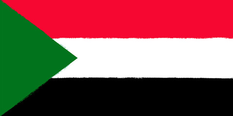 Flag of Sudan. Brush strokes painted national symbol background illustration