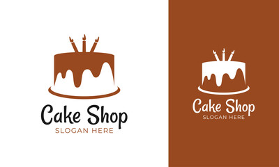 Cake Shop logo design with chocolate concept and candle