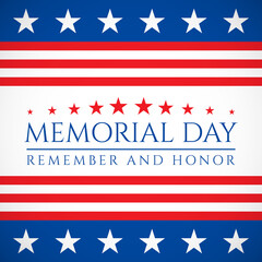 Happy Memorial Day background. National american holiday illustration. Vector Memorial day greeting card
