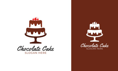 Cake logo design with melted chocolate and in the up table