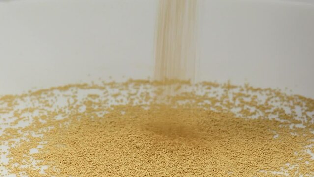 dry yeast falling down on a turn table