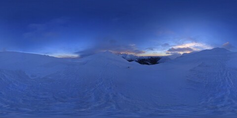 Sunset in the Tatra Mountains in Winter HDRI Panorama