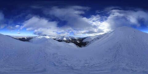 Fototapeta na wymiar Winter in the European Mountains HDRI Panorama