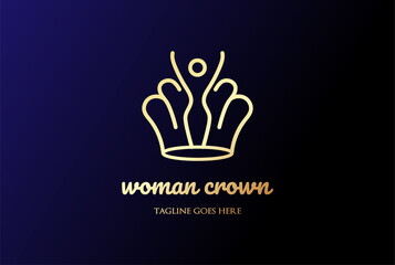 Royal Woman Queen Crown for Yoga Wellness Spa Logo Design Vector