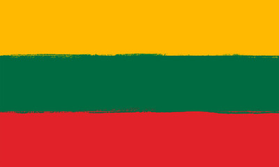 Naklejka premium Flag of Lithuania. Brush strokes painted national symbol background illustration