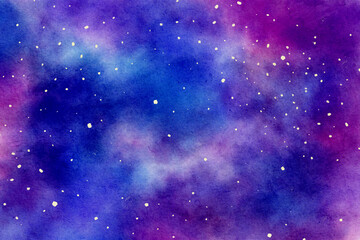 Fototapeta na wymiar Cosmic watercolour texture. Abstract purple background.
