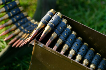7.62 NATO machine gun linked ammunition in box.