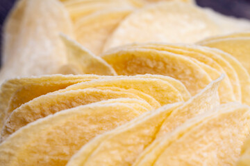 large number of fried potato chips