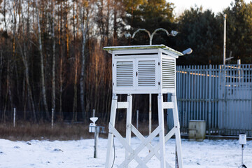 Weather monitoring station located in Granica, in Kampinos National Park. Picture taken in the...