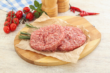Raw pork cutlet for burger