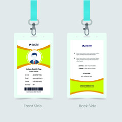 Corporate Employee ID Card Design. Luxury, Modern, Elegant, Professional Minimalist Identity Card. Employee ID Card Template. Elements of Stationery. Vector illustration 