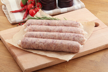 Raw pork sausages for grill