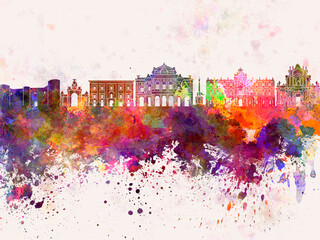 Catania skyline in watercolor background