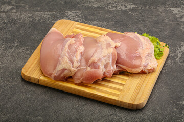 Raw chicken boneless and skinless leg