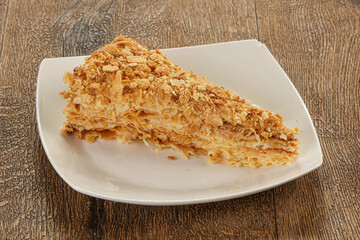Delicous layered cake with cream - Napoleon
