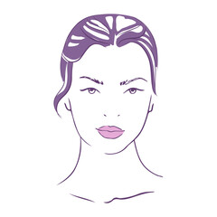 Beautiful female face with short haircut. Fashion vector illustration
