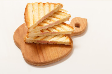 Top view of homemade grilled cheese sandwiches for breakfast.