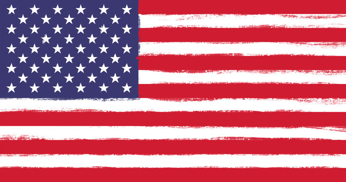 Flag of United States of America, USA. Brush strokes painted national symbol background illustration