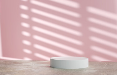 Fototapeta na wymiar Minimal podium for product display on pink background 3D rendering.