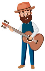 A male musician cartoon character on white background