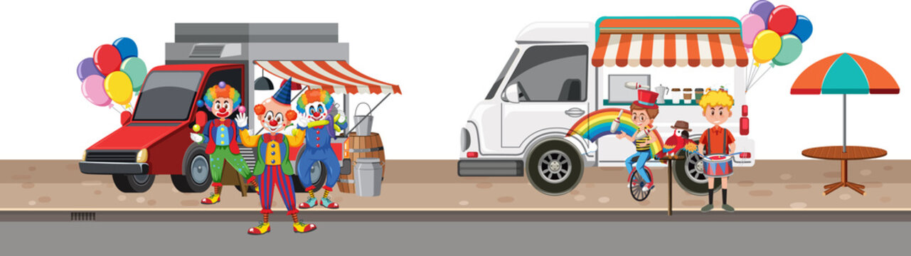 recommend clip art: People performing at flea market