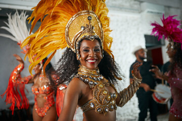 The music is a part of who I am. Cropped portrait of a beautiful samba dancer performing in a...