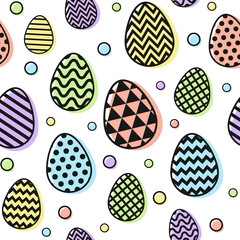 Colourful Easter pattern with decorative eggs. Wrapping paper concept. Vector