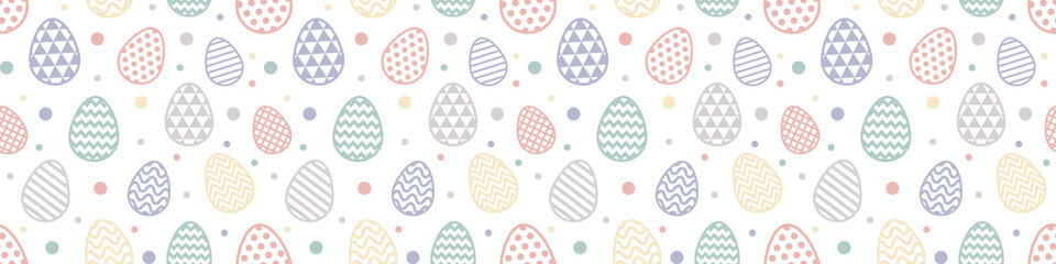 Easter banner with decorative eggs. Seamless pattern. Vector