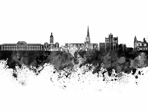 Chesterfield UK skyline in watercolor 