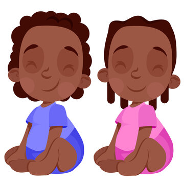 Two black kids boy and girl smiling
