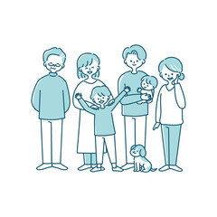 三世代家族の楽しそうなイラスト