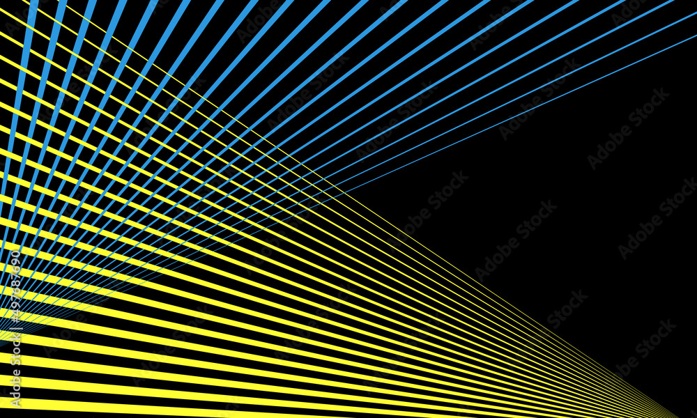 Poster blue and yellow colors lines. abstract art lines design background.