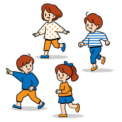 走る子どもたちのイラスト