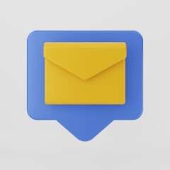 3d icon message mail envelope isolated on white background. 