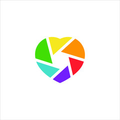 Photography camera logo idea with colorful hearth shaped 