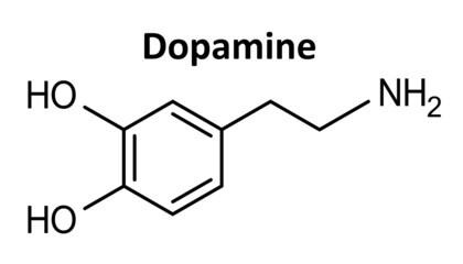 Formula of dopamine, chemical molecule structure