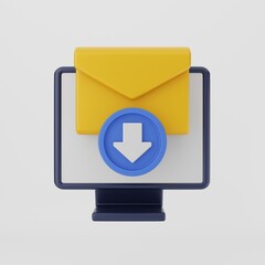3d icon message mail envelope isolated on white background. 