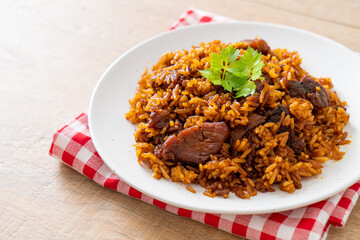 Nasi goreng - fried rice with pork in Indonesia style