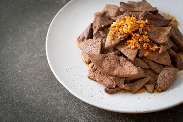 homemade stir-fried pork liver with garlic