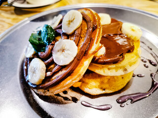 Delicious Dessert Chocolate Banana Pancakes