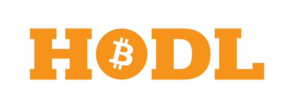Hodl Bitcoin BTC icon cryptocurrency vector Illustration. Best used for tshirt, mugs, crypto memes, posters, web design, marketing, bull and bear market trading.