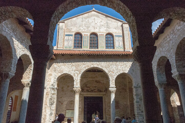 Porec, Croatia. Façade of Basilica Eufrasiana after the cloister