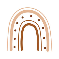 Hand drawn abstract rainbow. Cute boho rainbow in brown colors. Scandinavian shape.