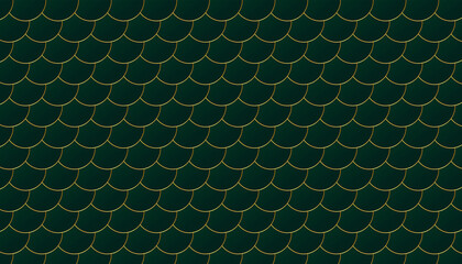 Abstract elegant green fish scale pattern. Japanese traditional ornament. Vector illustration. © shamanviiii